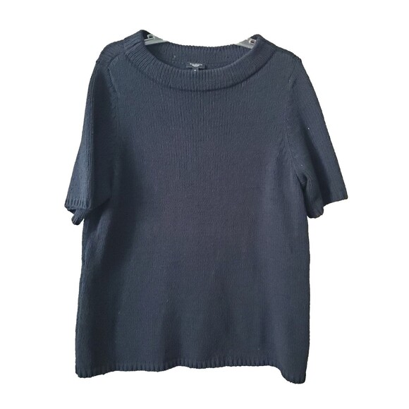 Talbots Sweaters - Talbots Woman Black Cotton Blend Short Sleeve Pullover Sweater Size 1X
